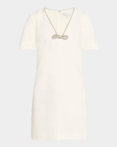 Trina Turk Obelle Shimmer-trim Mini Dress In Winter Whi