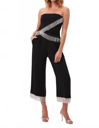 TRINA TURK OBERON RHINESTONE FRINGE CROPPED PANTS IN BLACK