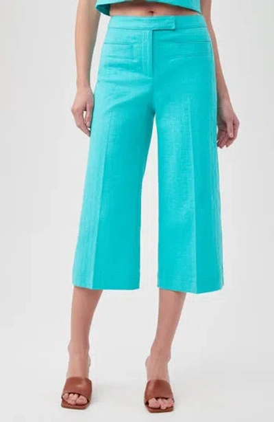 Trina Turk Oceanic Crop Wide Leg Pants In Blue