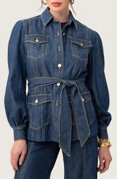 Trina Turk Odetta Belted Denim Jacket In Indigo