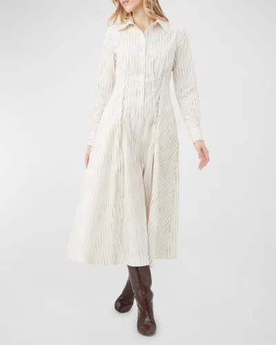 Trina Turk Omari Striped Lace-up Midi Shirtdress In Multi