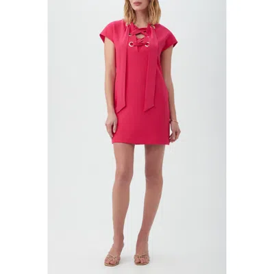 Trina Turk Orlando Cap Sleeve Lace-up Shift Dress In Red