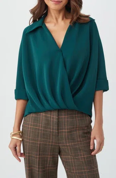 Trina Turk Otto Faux Wrap Top In Green