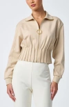 Trina Turk Outrun Cinched Waist Ponte Jacket In Brown