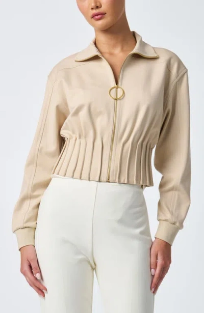 Trina Turk Outrun Cinched Waist Ponte Jacket In Brown