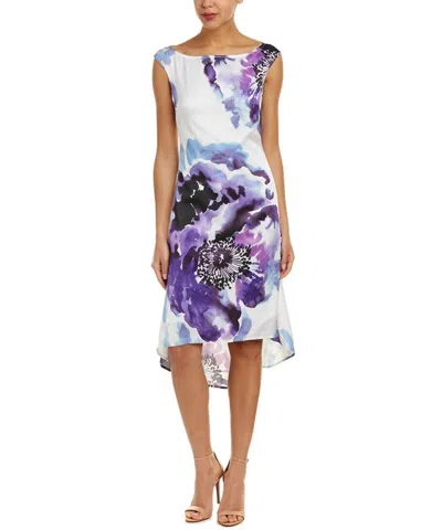 Trina Turk Pacific Heights Peony High Low Kindered Dress In White, Blue In Multi