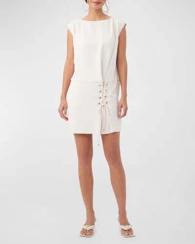 Trina Turk Pacifica Drop-waist Mini Dress In Neutral