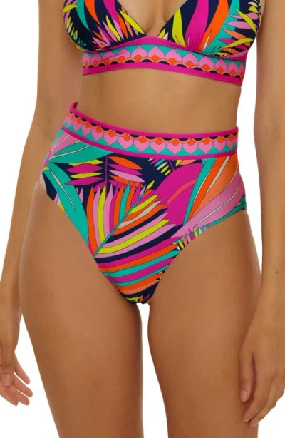 Trina Turk Paralia Reversible High Waist Bikini Bottoms In Multi