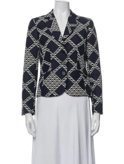 Pre-owned Trina Turk Patterned Blazer In Blue