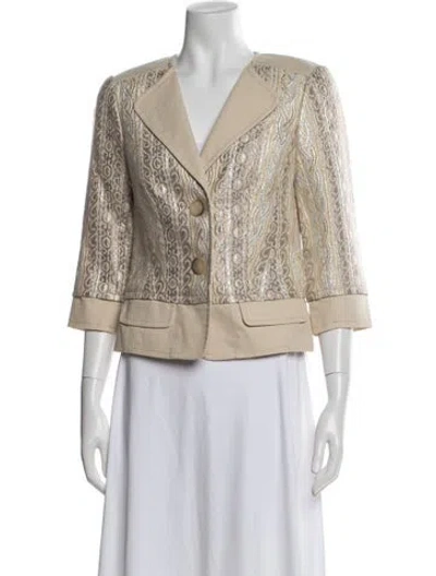 Pre-owned Trina Turk Patterned Blazer In Neutral