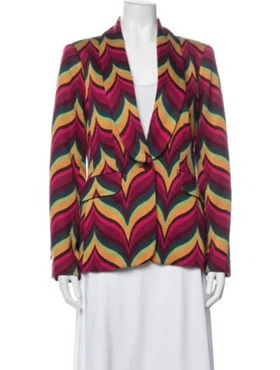 Pre-owned Trina Turk Patterned Blazer In Red