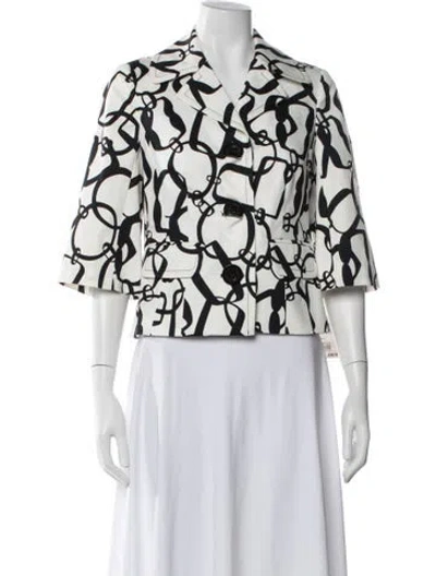 Pre-owned Trina Turk Patterned Blazer W/ Tags In White