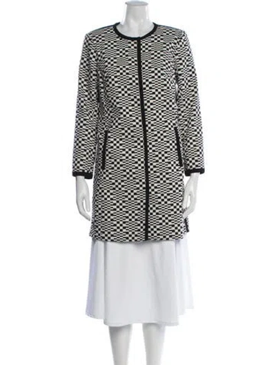 Pre-owned Trina Turk Patterned Coat In Black/white