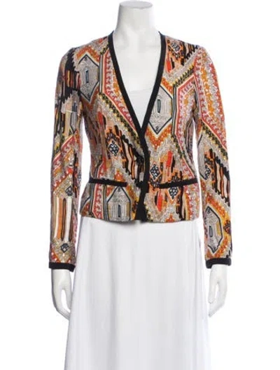 Pre-owned Trina Turk Patterned Jacket In White
