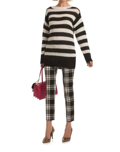 Trina Turk Penelope Striped Wool Blend Sweater In Black/white