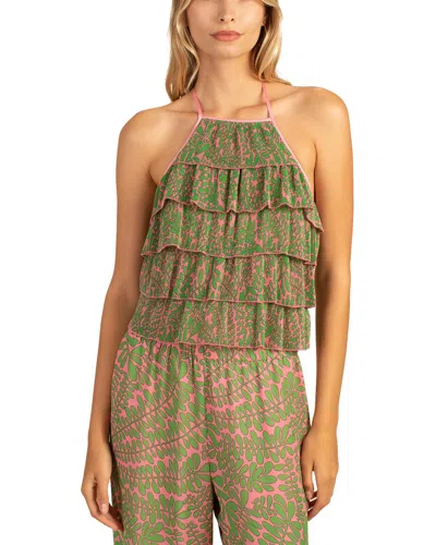 Trina Turk Petal Top In Vert/pink Dawn