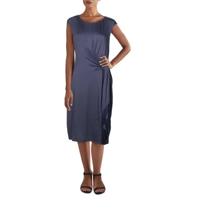 Trina Turk Phase Womens Faux Wrap Tasseled Midi Dress In Blue