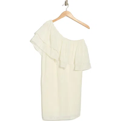Trina Turk Phebe Embroidered One-shoulder Dress In Whitewash
