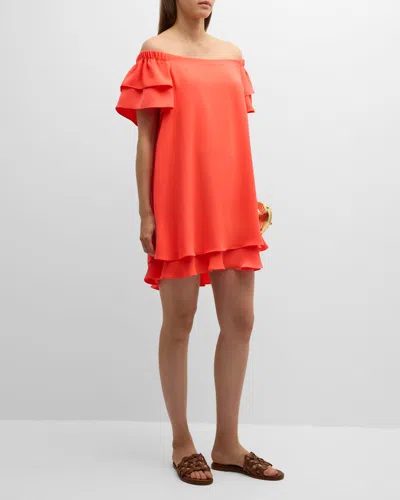 Trina Turk Piper Off-shoulder Ruffle Mini Dress In Superflora