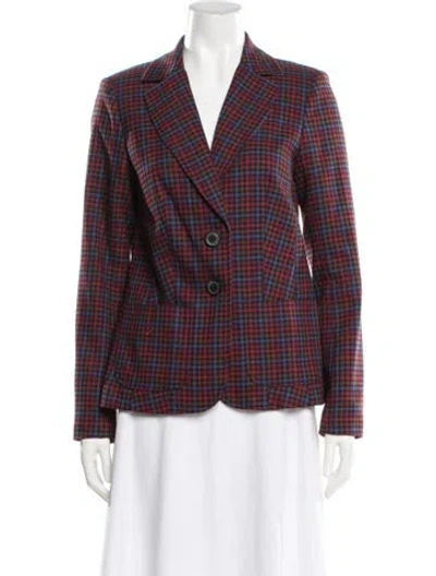 Pre-owned Trina Turk Plaid Print Blazer In Multi