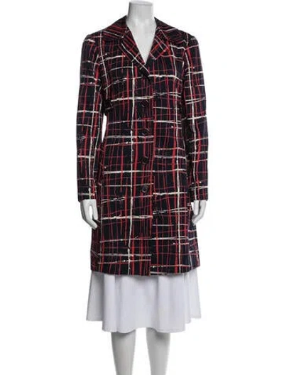Pre-owned Trina Turk Plaid Print Blazer In Multicolor