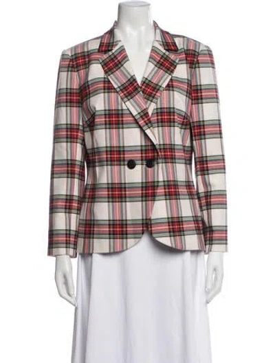 Pre-owned Trina Turk Plaid Print Blazer In Multicolor