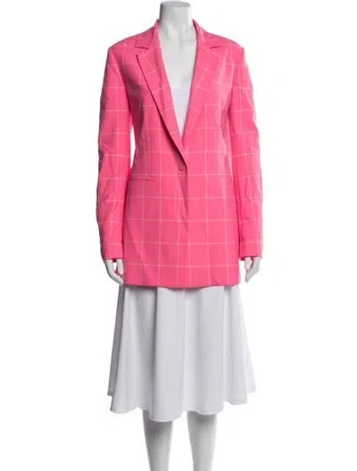 Pre-owned Trina Turk Plaid Print Blazer In Pink