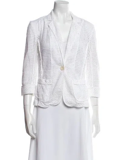 Pre-owned Trina Turk Plaid Print Blazer In White