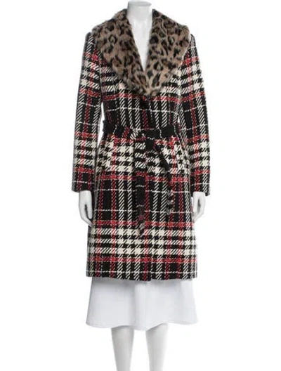 Pre-owned Trina Turk Plaid Print Coat In Black