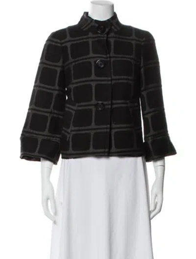 Pre-owned Trina Turk Plaid Print Jacket In Black