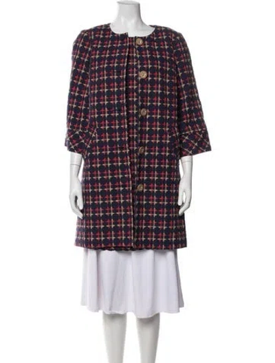 Pre-owned Trina Turk Plaid Print Jacket In Blue