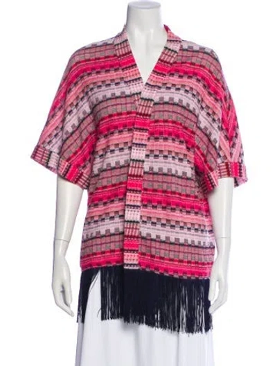 Pre-owned Trina Turk Plaid Print Jacket In Pink