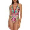 Trina Turk Plunge One-piece Swimsuit In Pink Multi