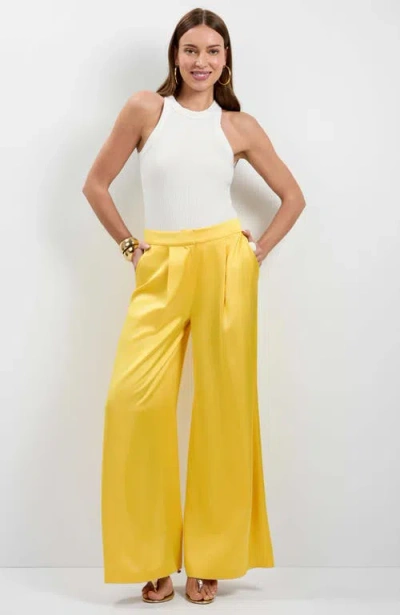 Trina Turk Pontaccio Satin Pants In Yellow