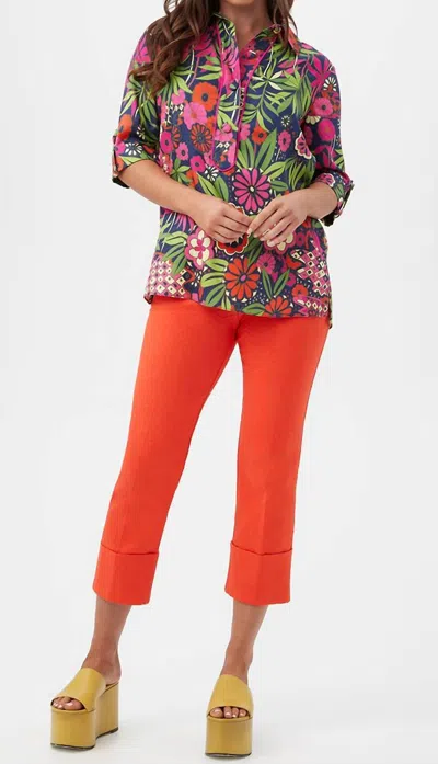 Trina Turk Portrait 2 Top In Multi In Blue
