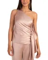 Trina Turk Powerful Draped One-shoulder Satin Top