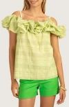 TRINA TURK TRINA TURK PRIMROSE RUFFLE OFF THE SHOULDER TOP