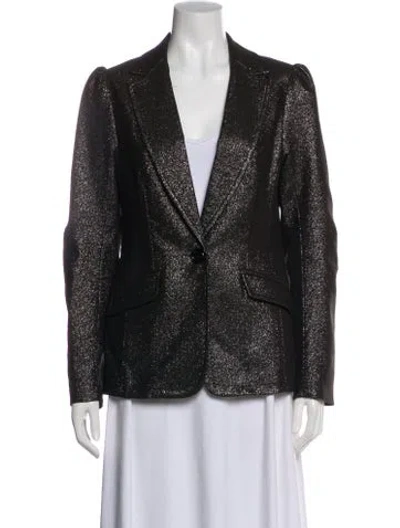 Pre-owned Trina Turk Printed Blazer In Gray
