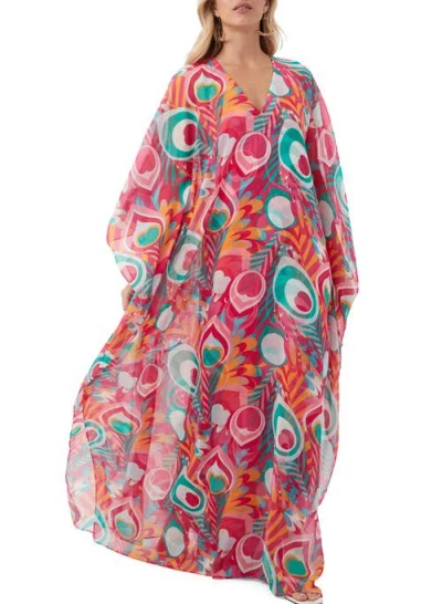 Trina Turk Printed Salon Maxi Caftan Dress In Multi