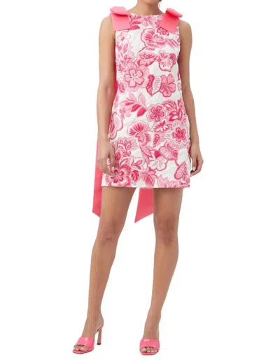 Trina Turk Priscilla Floral-print Bow-shoulder Sleeveless Mini Dress In Pink