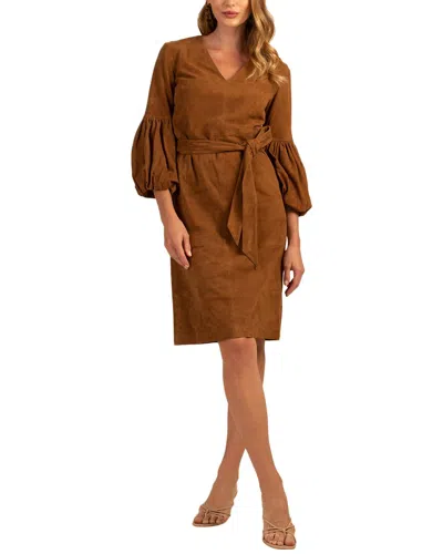 Trina Turk Priya Goat Suede Dress In Brown