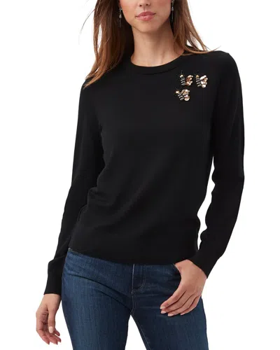 Trina Turk Queen B Wool Crewneck Sweater In Black