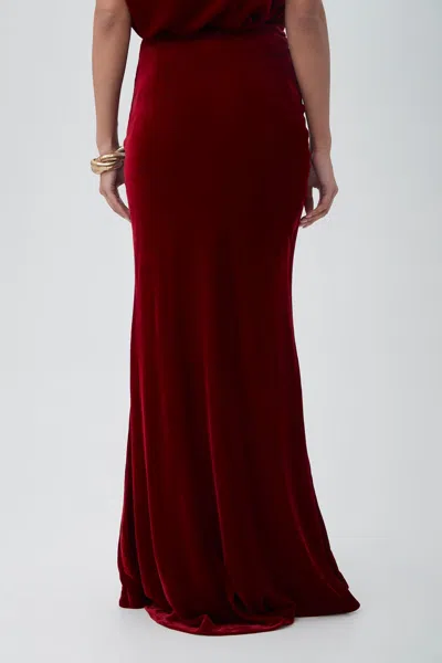 Trina Turk Rabina Velvet Mermaid Maxi Skirt In Brown