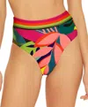 Trina Turk Rainforest Swim Bottom Women's 12 Multicolor Banded High-waist Erk226 In Multi