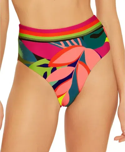 Trina Turk Rainforest Swim Bottom Women's 12 Multicolor Banded High-waist Erk226