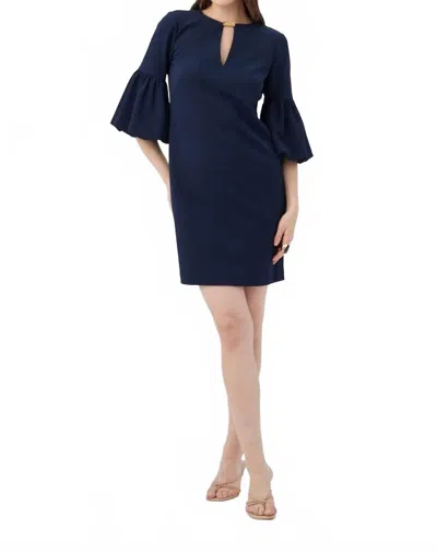 Trina Turk Redford Three Quarter Sleeve Mini Dress In Indigo In Blue