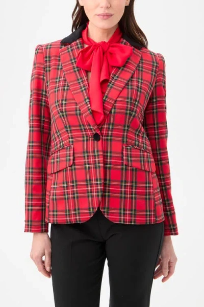 Trina Turk Revolution Plaid Jacket In Red