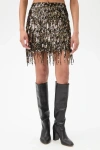 Trina Turk Rico Fringed Sequin Skirt In Green