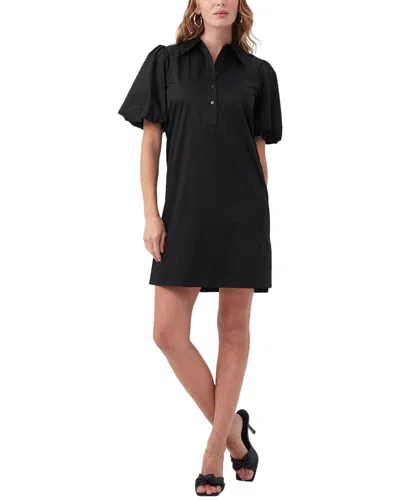 Trina Turk Rilee Puff-sleeve Button-front Mini Dress In Black