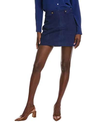 Trina Turk Riya Goat Suede Skirt In Blue